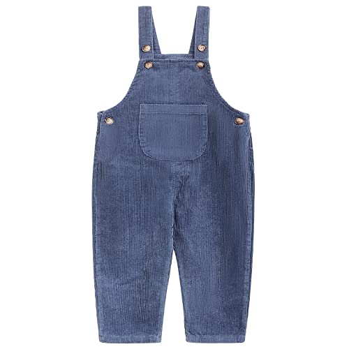 Camilife Bebé veludo calças de peito overol calças de peito calças com alça para bebé infante meninos meninas 1-4 anos de idade vintage retro tamanho 80/86/92/98/104, 08 Azul Retro