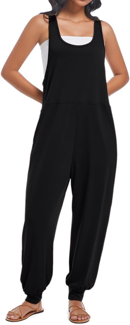 Women's Casual Loose Sleeveless Jumpsuits Harem Long Pants Romper Overalls with Pockets Summer Trendy Outfits - Image 2