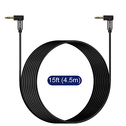 J&D Gold Plated 3.5Mm Stereo Audio Aux Cable 90 Degree Right Angle Compatible For Galaxy, Speakers And All Other Devices, 15 Feet #TOP7