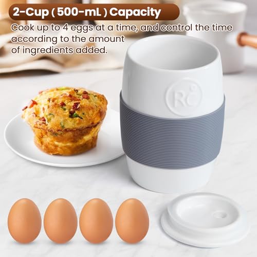 Professional Ceramic Egg Cooker for Microwave, Quick Scrambled Egg Maker Holds Up to 4 Eggs, Easy & Healthy Breakfast Microwave Cooker Great for Mug Cake, Muffin, Omelet, 100% Food Safe - Thumbnail 2