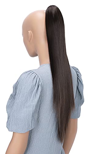 Caisha By Prettyshop 24" Hairpiece Ponytail Clip On Extension Long Hair Straight Brunette H607 #TOP2
