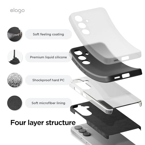 elago Compatible with Samsung Galaxy S25 Case, Liquid Silicone Case, Full Body Protective Cover, Shockproof, Slim Phone Case, Anti-Scratch Soft Microfiber Lining, 6.2 inch (Black) by elago - Image 6