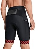 ARSUXEO Gepolsterte Herren-Fahrradhose mit leicht zugänglichen Taschen, Schwarz Rot, XX-Large