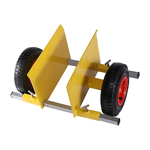 Heavy Duty Panel Dolly, Adjustable Door Dollys with Wheels, 2 8´´ Pneumatic Wheels 600LBS Load Bearing for Drywall Sheet Heavy Appliance&Material Handling All Terrain Moving Cart Panel Dolly - Yellow