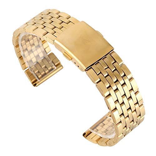Bracelet de montre en or 18/20/22mm acier inoxydable creux avec fermoir pliant de sécurité