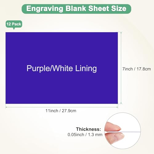 Image of M METERXITY 12-Pack Double Color Laser Engraving Blanks 7x11 Inch,1.3mm Thick ABS Plastic Sheet Engraved Material for Name Plate /Yard Signs /Laser Cutting /DIY Carving /Craft[Purple /White]