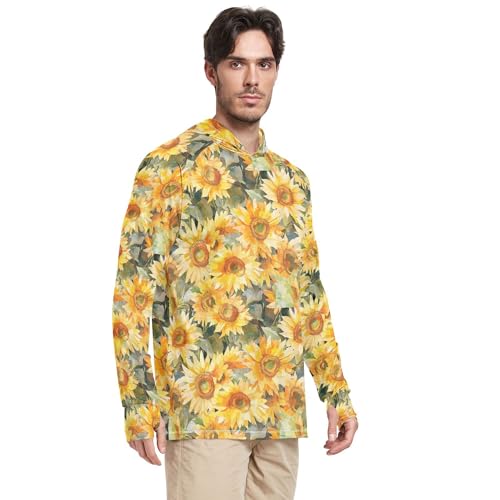 Beauty Sunflower Neutral Sun Shirts Hoodies for Men Long Sleeve Sailing Rash Guard Swim Shirt UPF 50+ S2