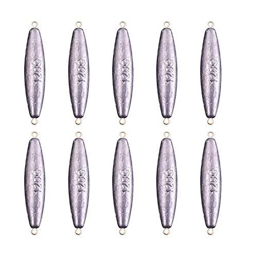 10 Piezas En Forma de Aceituna Plomos de Pesca de Plomo Puro con báscula Anillo Colgante Doble de Acero Inoxidable Pesos de Pesca en el mar Aparejos de Pesca de Carpa Plomos de Arrastre