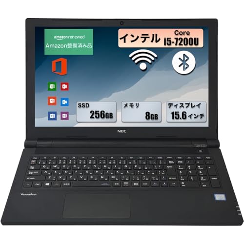 �y�����ςݕi�z�y�ʃm�[�g�p�\�R�� NEC vkt25 ve-4 ��7���� �C���e�� i5-7200u (2.5Ghz) /������8GB/SSD256GB/15.6�C���`/Windows 11��office 2019����/Web�J��������/HDMI/dvd/