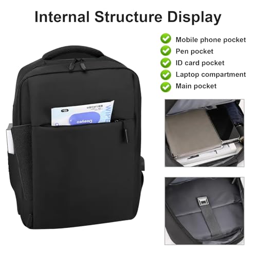 Aurivee Zaino Per Pc Portatile 16 Pollici Antifurto, Usb E Cinghia Per Trolley, Unisex Studente Viaggio, Zaino Giornaliero Insegnante Impermeabile In Nero - 6
