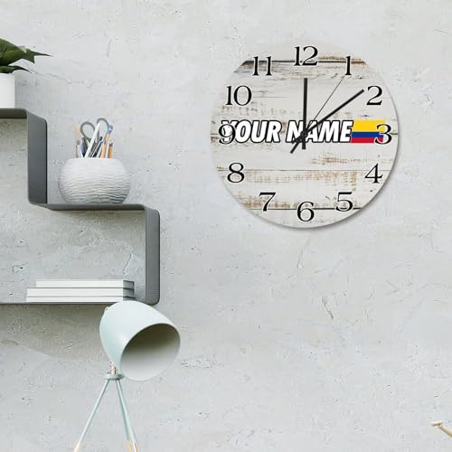 Horloge murale en bois drapeau colombie de 38 cm rustique