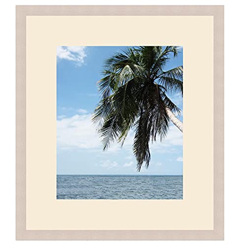 Cadre Photo avec Passe-Partout Ivoire pour Image 22x31 cm ou 31 x 22 cm Cadres Blanc Cassé, 2 cm de Largeur, Cadre en Bois