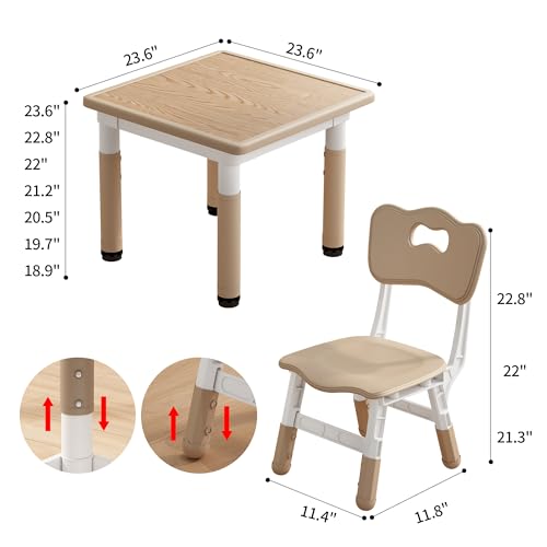 image for JONUTATO Kids Table and Chairs, Height Adjustable Childrens Table and 