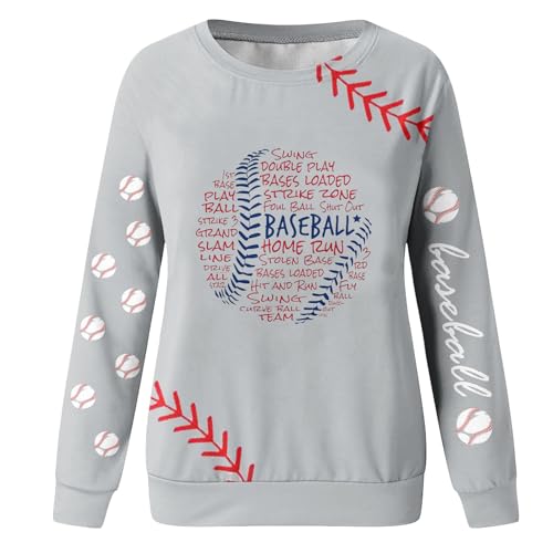 Sweat-shirt pour femme col rond imprimé baseball manches longues - 3