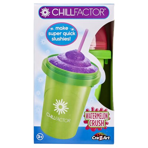 Cra-Z-Art ChillFactor Original Slushie Maker Cup – Make Super Quick Frozen Slushies, Smoothies, Milkshakes, Cooling Cup, Double Layer Squeeze Slushy Maker with Spoon, Green