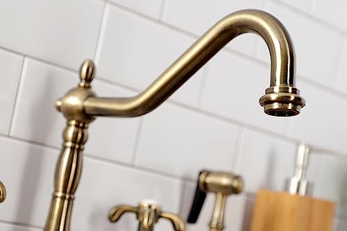 Kingston Brass KB1793TXBS French Country Widespread Kitchen Faucet with Brass Sprayer, Antique Brass by Kingston Brass - Image 5