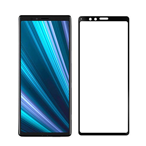 Pokaas Sony Xperia 1 SOV40 au �t�B���� �����K���X�t�B���� �\�ʍd�x9H �����ߗ� �C�A�h�~ �w��h�~ �t���ی�t�B���� �ϏՌ� �C�菝�h�~ ��U�h�~ �ɏ�̃^�b�`�� (Sony Xperia 1, �u���b�N)
