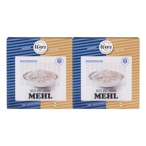 Reismehl Vollkorn Werz glutenfrei, vegan, 2x1000g - Bio
