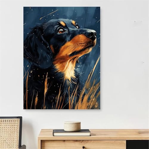Peinture par numéro adulte chien avec cadre en bois 45x60cm Model297