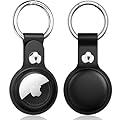 Meliya Custodia AirTag Portachiavi per Apple Airtag, Pelle Custodia per Airtag Apple con Portachiavi, Pelle Cover Protettiva per Tracker per Zaini e Animali Domestici (Nero)