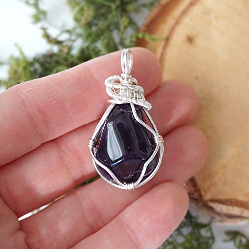 Raw Amethyst Necklace - Purple Amethyst Pendant - Comes With 24 Inch Silver Plated Chain - Gift For Women - Gift Box - Pisces Zodiac Jewelry - February Birthstone #TOP6
