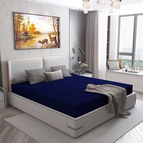 Image of Lithara Cotts Wonder Mattress Protector for Single Bed | Water Resistant & Stretchable Fabric | Size : 78 x 48 Inches (6.5x4 Feet) | (Blue)
