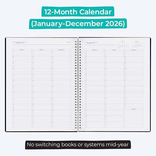 WallDeca Appointment Planner 2026, Agenda Planner With Weekly And Monthly View, Daily Agenda Book And Yearly Planners Calendar Book, Spiral Bound With Day Timer, Notes, Goals, Holidays (8.5 x 11 in) - Thumbnail 3
