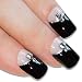 Bling Art False Nails French Manicure Black Crystal Full Cover Medium Tips UK