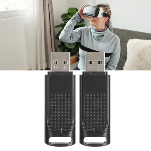 Image of 2 Pack Portable VR USB Dongle Receiver, Wireless Receiver for Valve Index Controllers Vive Tracker, with USB Extension Cable for SteamVR (Transparent Black)