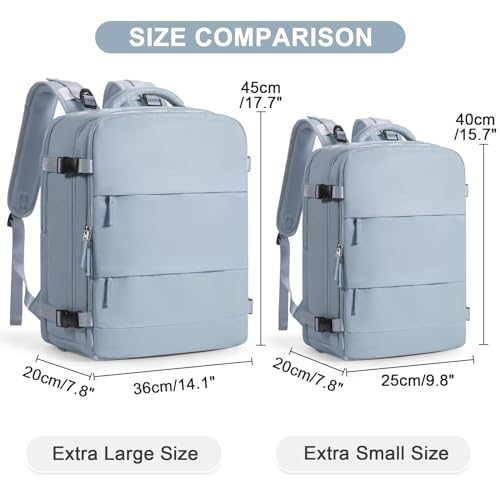 Image of Large Travel Backpack Carry on Flight Approved Mochila De Viaje Carry on Backpack for Airplanes Spirit Airlines Personal Item Bag 18x14x8 Inches Travel Bag Traveling Backpack for Women Men Grey Blue