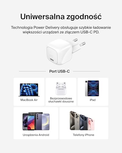 Belkin BoostCharge kompaktowa ładowarka sieciowa 30 W, podróżna, szybkie ładowanie USB-C z Power Delivery dla urządzeń Apple iPhone serii 15, 14, 13, Samsung Galaxy S24, S23, iPad, AirPods – biała