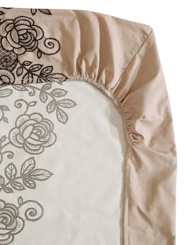 Image of Home Sizzler 210TC Charm in Rose Elastic Fitted Double Bedsheet (72X78 Inch) with 2 King Size Pillow Covers