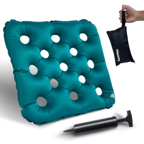 Nexonty Waffle Cushion for Prolonged Sitting, Wheelchair Seat Pad for Pressure Sore, Pressure Relief Inflatable Seat Cushion for Offices, Cars, Airplanes, and Travel, with Inflatable Pump&Storage Bag
