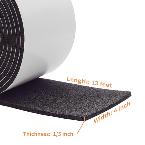 Image of DOBTIM Pipe Insulation Foam Wrap Tape, Self Adhesive with High Resilience for Pipe Insulation Wrap 13 Ft Long x 4 Inch Wide x 1 /5 Inch Thick