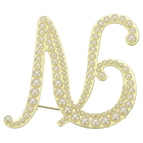 Image of PATIKIL Letter Brooch Pins, Pearl Initial Alphabet Letter Lapel Badges Pin for Women Men Girl Wife Suits Clothes Dress Bouquet Coat Hat Bag Craft Party