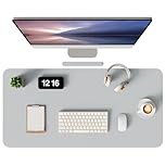 MOLMO Non-Slip Desk Mat, Waterproof Desk Pad Table Protector, Easy Clean Laptop Mat Large Mouse Pad Leather Writing Mat with Suede for Office/Home/Decor (Light Grey, 60 x 35 cm)