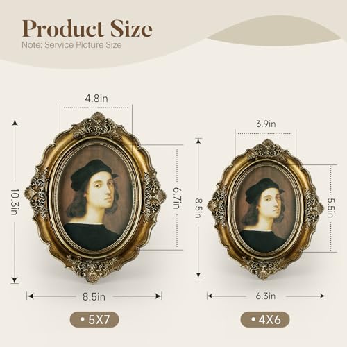 4x6 Picture Frame Gold, Vintage Bronze Gold 4 by 6 Picture Frame Hand-Crafted Resin with Glass Front Ornate Retro Antique Photo Frame for Wall and Tabletop Display Home Decor
