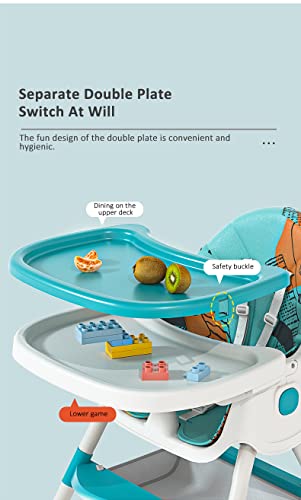 StarAndDaisy-Folding-Baby-High-Chair-Recline-Highchair-Height-Adjustable-Feeding-Seat-Wheels-Upgraded-Version-with-Wheel-and-PU-Cushion-pad-Deep-Sea-Blue