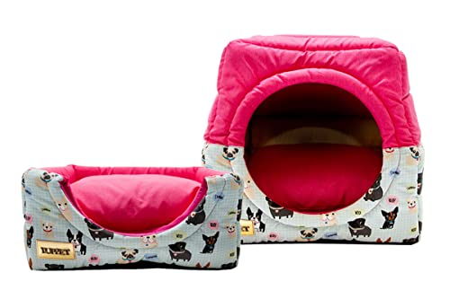 Luppet Toca E Cama Impermeável 2 Em 1 Com Almofada Para Cachorro Ou Gato De Até 5Kg Rosa Cachorro/Ma