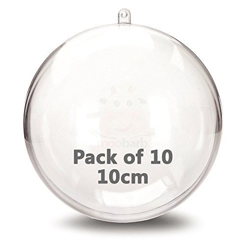 JfM 10x 10cm Clear Plastic Craft Ball Acrylic Transparent Sphere Bauble