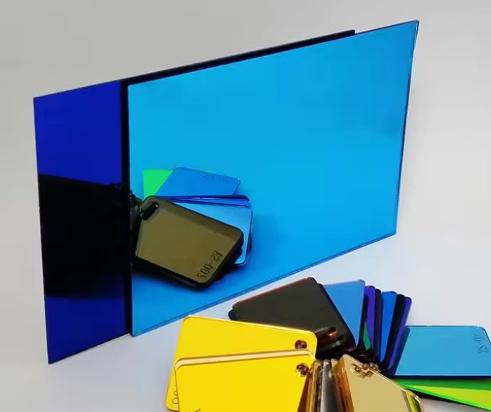 Image of Set of 2 Acrylic Blue Mirror Sheet,Light Blue Mirrored Acrylic Lucite Plexiglass Sheet (Actual Size 11.875 inch x 11.875 inch) (1 /8'')