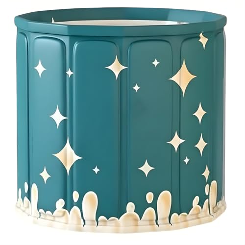Image of Foldable Adult Bath Tub for Home Spa | Large Portable Bathtub with Backrest & Handle | Insulated Folding Tub for Hot & Cold Soak, Ice Bath, Bubble Bath & Relaxing Spa (Green Star Bathtub)