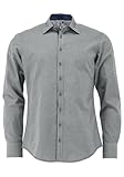 Slim Fit OS Trachten Herren Hemd Langarm Trachtenhemd mit Haifischkragen Frusla, Größe:41/42, Farbe:dunkelgrün