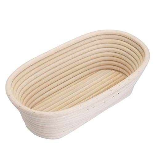 DQGZYF Cestino per Il Pane Cesto per Alimenti in Rattan Fodera per Frutta Ovale Contenitore per Alimenti Contenitore per fermentazione 2 Pezzi 25 cm / 10 Pollici