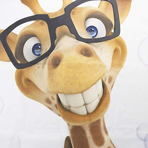 Hvest Funny Giraffe Get Naked Shower Curtain Cute Giraffe With Glasses In Soap Bubble Bathtub Funny Wild Animal Bathroom Decor Waterproof Polyester Fabric 72X72 Inches With 12 Hooks #TOP3