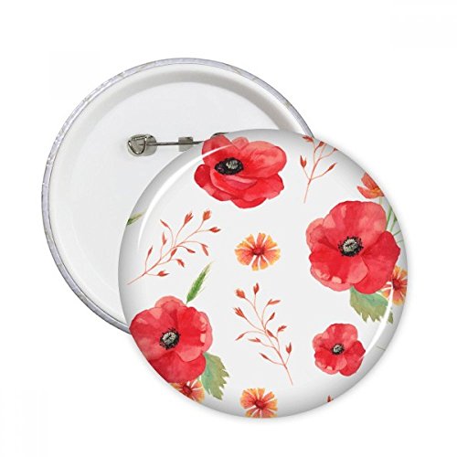 Badge bouton rond peinture art fleurs de pavot multicolore, idée cadeau 5pcs