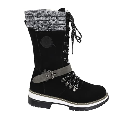 Winterstiefel Damen Rutschfest Warmes Halblang Stiefel | Round...