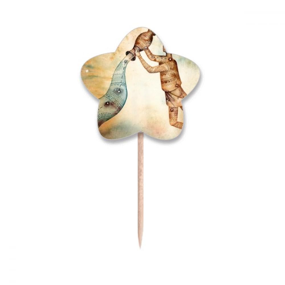 Cure-dents drapeaux zodiaque Verseau et pics cupcake étoile pour fête astrologique