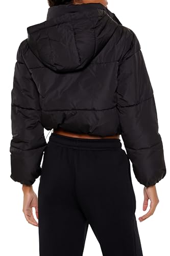 Forever 21 Black X-Large Hooded Cropped Puffer Jacket: Your Go-To Cozy Companion - Image 5