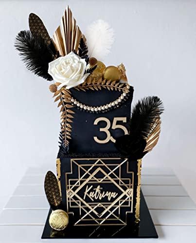 JeVenis Palm Leaves Cake Decoration Feather Cake Decoration Gatsby Cake Decoration Prom Cake Decoration Rose Cake Decoration Roaring 20s Cake Decoration